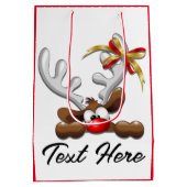 トナカイ困惑おもしろいクリスマスキャラクター ミディアムペーパーバッグ (裏面)