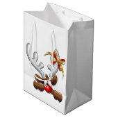 トナカイ困惑おもしろいクリスマスキャラクター ミディアムペーパーバッグ (正面アングル)