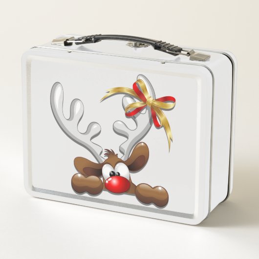 トナカイ困惑おもしろいクリスマスキャラクター メタルランチボックス (裏面)