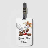 トナカイ困惑おもしろいクリスマスキャラクター ラゲッジタグ (正面縦)