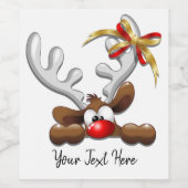 トナカイ困惑おもしろいクリスマスキャラクター ワインラベル (シングルラベル)