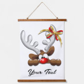 トナカイ困惑おもしろいクリスマスキャラクター 吊り下げ型タペストリー (正面)