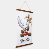 トナカイ困惑おもしろいクリスマスキャラクター 吊り下げ型タペストリー (傾斜あり)