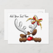 トナカイ困惑おもしろいクリスマスキャラクター 案内ポストカード (正面/裏面)
