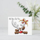 トナカイ困惑おもしろいクリスマスキャラクター 案内ポストカード (スタンド正面)