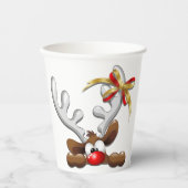 トナカイ困惑おもしろいクリスマスキャラクター 紙コップ (正面)