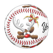 トナカイ困惑おもしろいクリスマスキャラクター 野球ボール (正面左)