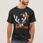 トナカイ困惑おもしろいクリスマスキャラクター Tシャツ (正面)