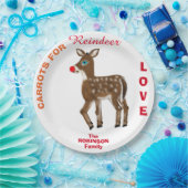 トナカイ家族の名前のニンジン ペーパープレート (パーティー)