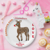 トナカイ家族の名前のニンジン ペーパープレート (パーティー)