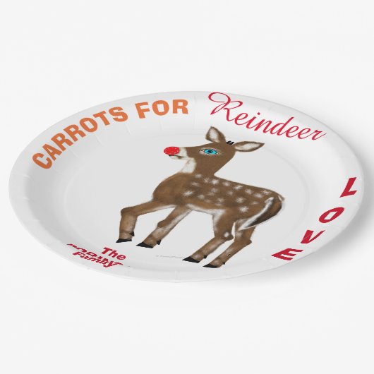 トナカイ家族の名前のニンジン ペーパープレート (アングル)