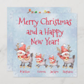 トナカイ家族パーソナライズされたクリスマス (正面/裏面)