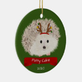 トナカイ帽をかぶった可愛いハリネズミ セラミックオーナメント (右)