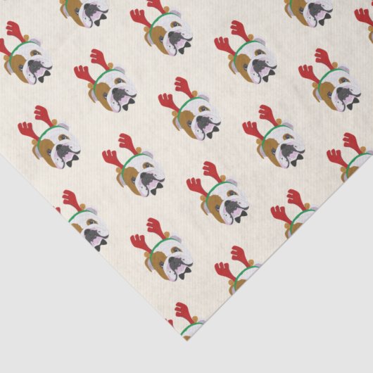 トナカイ帽子の可愛い英語ブルドッグ – クリスマス 薄葉紙 (詳細)