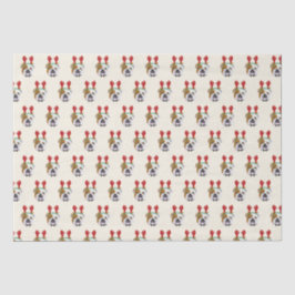 トナカイ帽子の可愛い英語ブルドッグ – クリスマス 薄葉紙