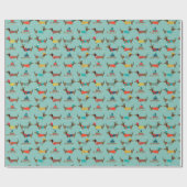 トナカイ帽子クリスマスダックスシュント着用セーター ラッピングペーパー (フラット)