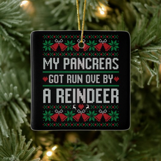トナカイ得ブの走糖尿病で私の膵臓がオーバー セラミックオーナメント (ツリー)