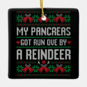 トナカイ得ブの走糖尿病で私の膵臓がオーバー セラミックオーナメント (正面)