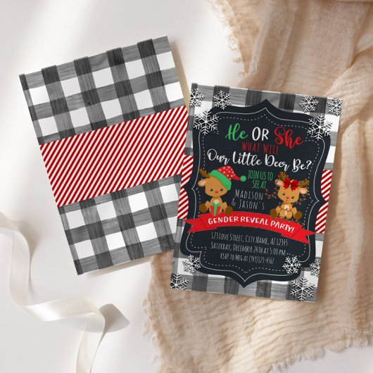 トナカイ性別がクリスマスのベビーパーティーを明かす 招待状