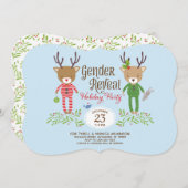 トナカイ性別リビールパーティの招待状 招待状 (正面/裏面)