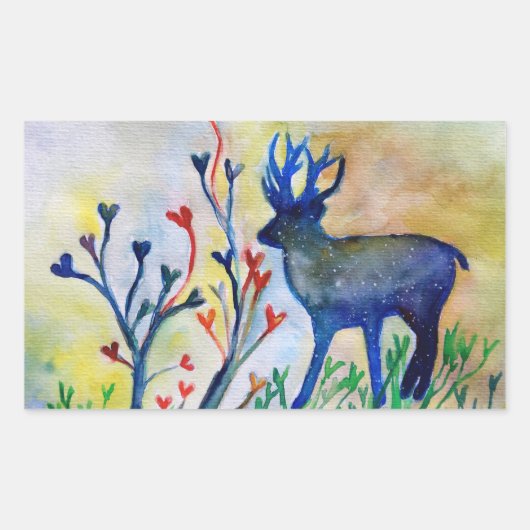 トナカイ愛の長方形ステッカー、光沢 長方形シール (正面)