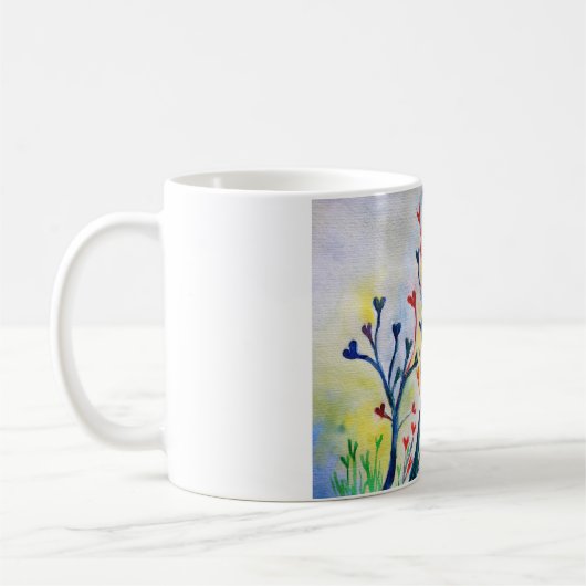 トナカイ愛アニマルアートハートホワイトマグカップ コーヒーマグカップ (左)