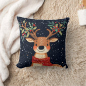 トナカイ星空のクリスマスの輝く夜 クッション (ブランケット)