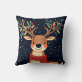 トナカイ星空のクリスマスの輝く夜 クッション (裏面)