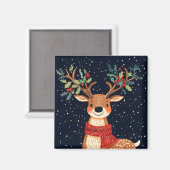 トナカイ星空のクリスマスの輝く夜 マグネット (正面/裏面)