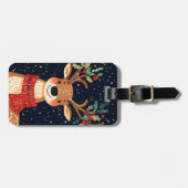 トナカイ星空のクリスマスの輝く夜 ラゲッジタグ (正面横)