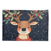 トナカイ星空のクリスマスの輝く夜 枕カバー (裏面)