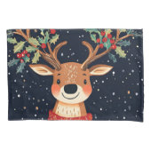 トナカイ星空のクリスマスの輝く夜 枕カバー (正面)