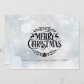 トナカイ植物リースメリークリスマス シーズンカード (正面/裏面)