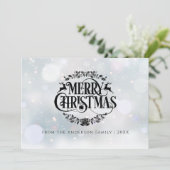 トナカイ植物リースメリークリスマス シーズンカード (スタンド正面)