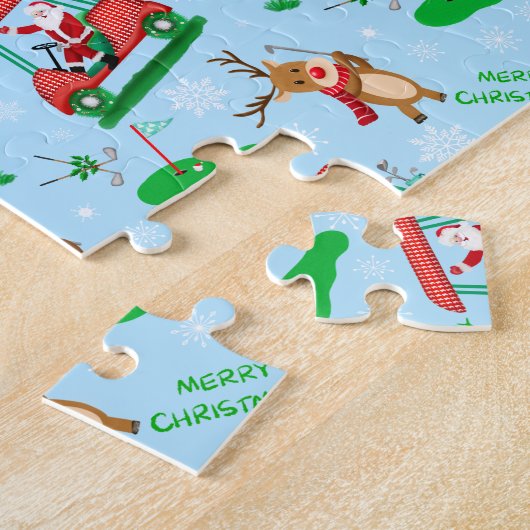 トナカイ模様のクリスマスサンタゴルフ ジグソーパズル (側面)