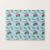 トナカイ模様のクリスマスサンタゴルフ ジグソーパズル (横)