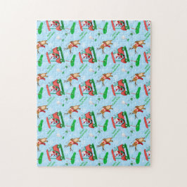 トナカイ模様のクリスマスサンタゴルフ ジグソーパズル