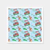 トナカイ模様のクリスマスサンタゴルフ スタンダードカクテルナプキン (正面)