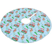 トナカイ模様のクリスマスサンタゴルフ ブラッシュドポリエステルツリースカート (アングル)