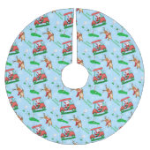 トナカイ模様のクリスマスサンタゴルフ ブラッシュドポリエステルツリースカート (正面)