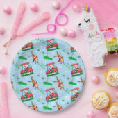 トナカイ模様のクリスマスサンタゴルフ ペーパープレート (パーティー)