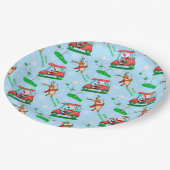 トナカイ模様のクリスマスサンタゴルフ ペーパープレート (アングル)