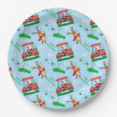 トナカイ模様のクリスマスサンタゴルフ ペーパープレート (正面)