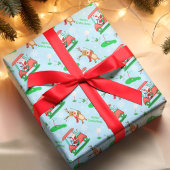 トナカイ模様のクリスマスサンタゴルフ ラッピングペーパーシート