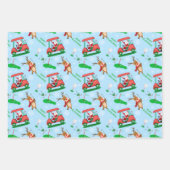 トナカイ模様のクリスマスサンタゴルフ ラッピングペーパーシート (正面)