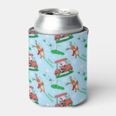 トナカイ模様のクリスマスサンタゴルフ 缶クーラー (缶正面)