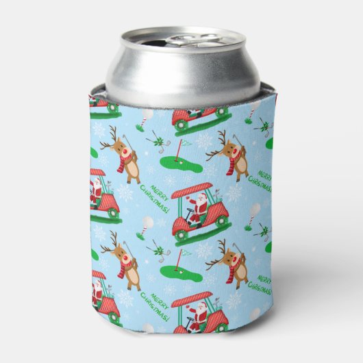 トナカイ模様のクリスマスサンタゴルフ 缶クーラー (缶正面)