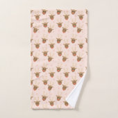 トナカイ模様の冬の雪の結晶オレンジ バスタオルセット (ハンドタオル)