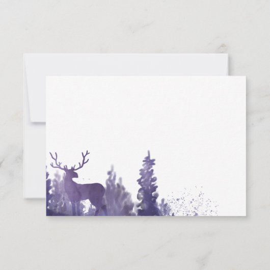 トナカイ水彩紫色の冬の結婚式RSVP 出欠カード (裏面)