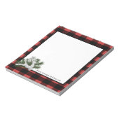 トナカイ水牛のプレイドパーソナライズされた | ブラックレッド ノートパッド (回転)